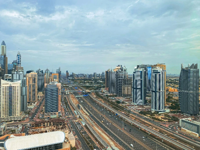 a view of a city from a tall building